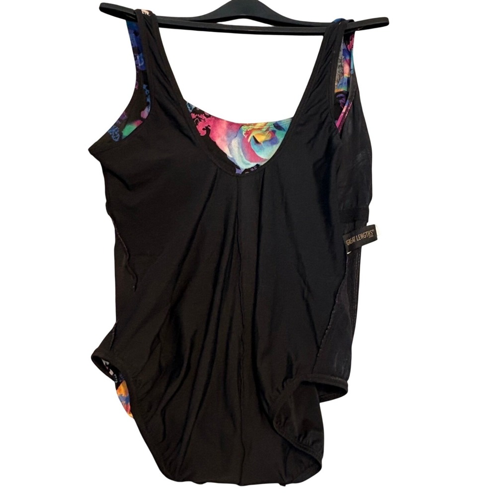 Great Lengths Swimsuit One Piece Womens Size 16 Multicolor Floral Padded Cup - Picture 3 of 8